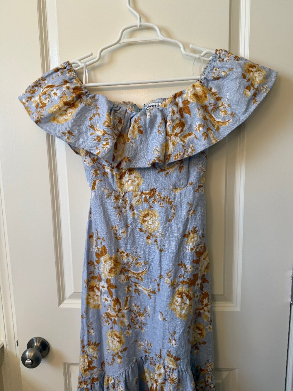 Reformation Blue Floral Midi Dress Smocked Back Size 4